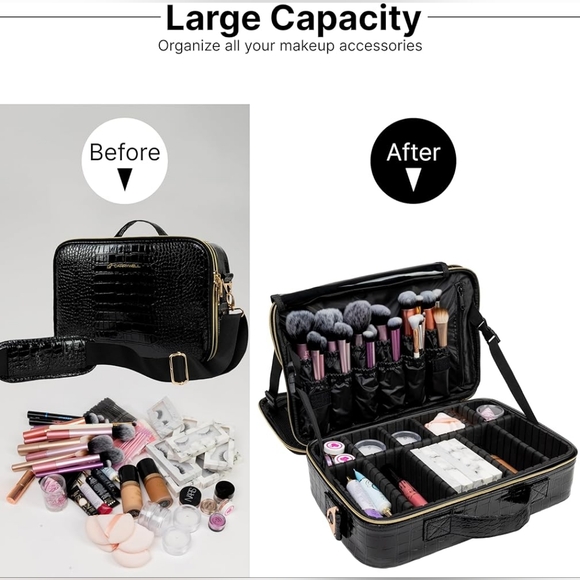 New Makeup Train Case/Travel Cosmetic Organizer Bag/Brush Storage